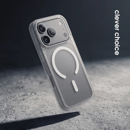 Crong Hybrid Matte Magnetic – MagSafe dėklas iPhone 18 Pro Max / 17 Pro Max (Baltas)