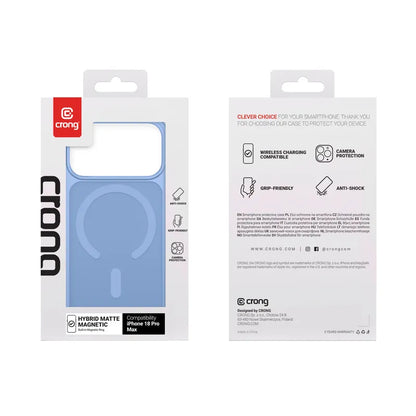 Crong Hybrid Matte Magnetic – MagSafe dėklas iPhone 18 Pro Max / 17 Pro Max (mėlynas)