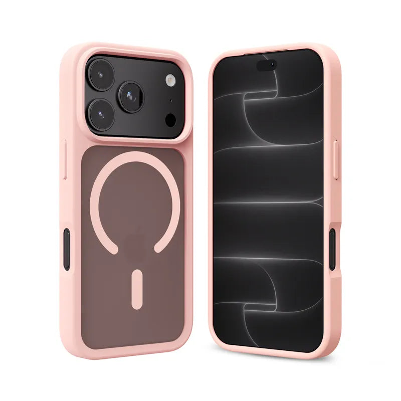 Crong Hybrid Matte Magnetic – MagSafe dėklas iPhone 18 Pro Max / 17 Pro Max (rožinis)