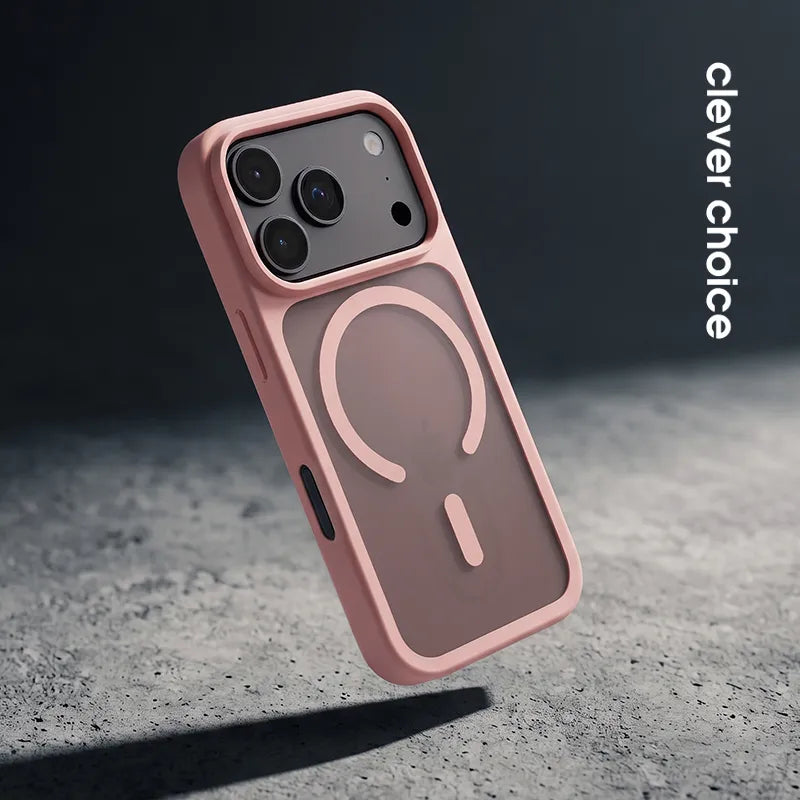 Crong Hybrid Matte Magnetic – MagSafe dėklas iPhone 18 Pro Max / 17 Pro Max (rožinis)