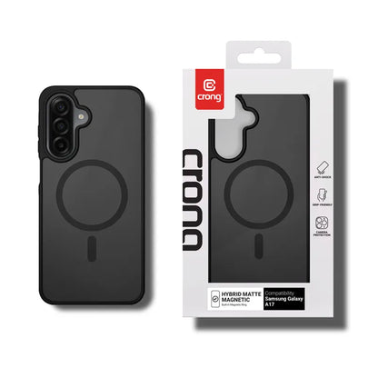 Crong Hybrid Matte Magnetic - MagSafe dėklas Samsung Galaxy A17 (Juodas)