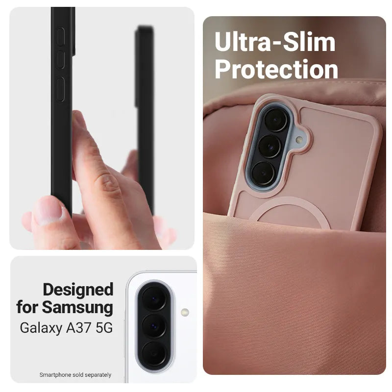 Crong Hybrid Matte Magnetic - MagSafe dėklas Samsung Galaxy A37 / A36 (rožinis)