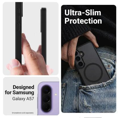 Crong Hybrid Matte Magnetic – MagSafe dėklas Samsung Galaxy A57 (juodas)