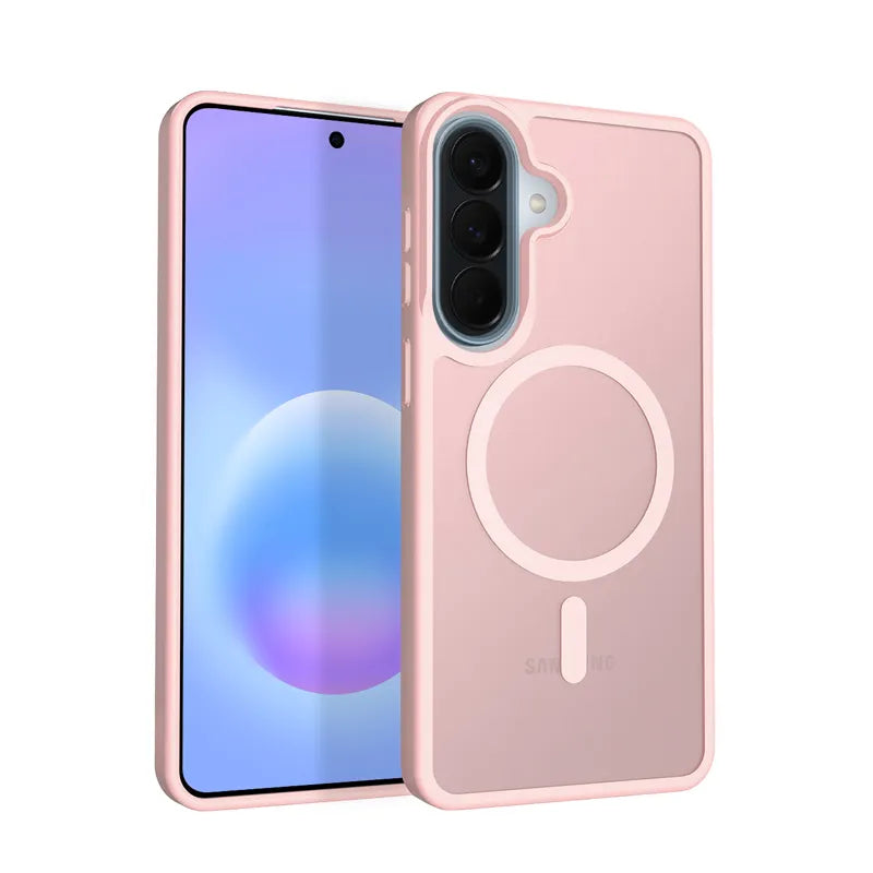 Crong Hybrid Matte Magnetic – „MagSafe“ dėklas Samsung Galaxy A57 (rožinis)