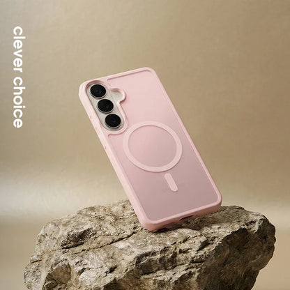 Crong Hybrid Matte Magnetic – „MagSafe“ dėklas Samsung Galaxy A57 (rožinis)