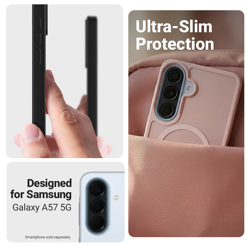 Crong Hybrid Matte Magnetic – „MagSafe“ dėklas Samsung Galaxy A57 (rožinis)