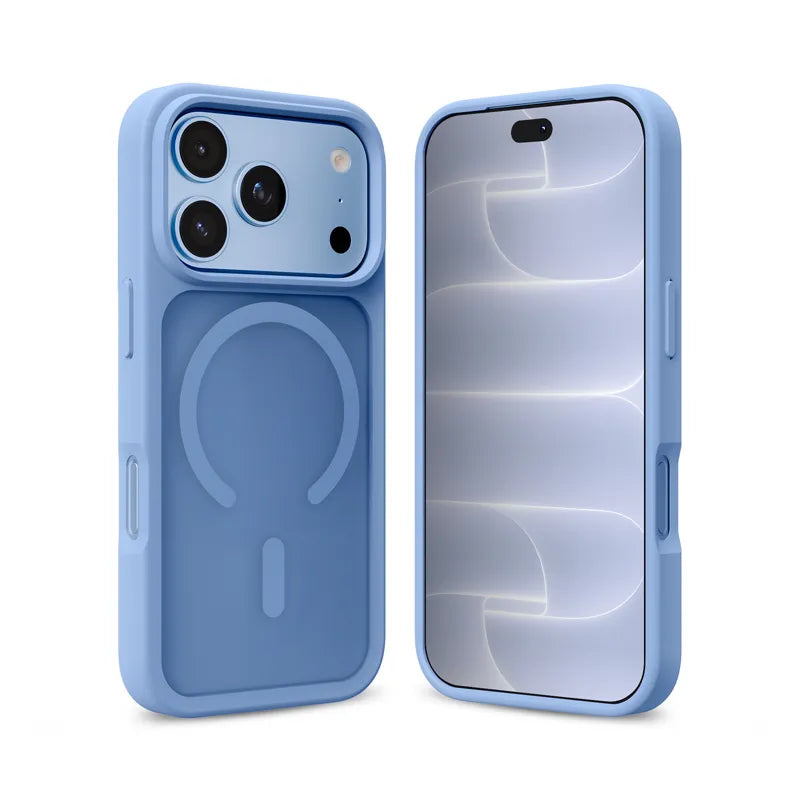 Crong Hybrid Matte Magnetic – MagSafe dėklas, skirtas iPhone 18 Pro / 17 Pro (mėlynas)