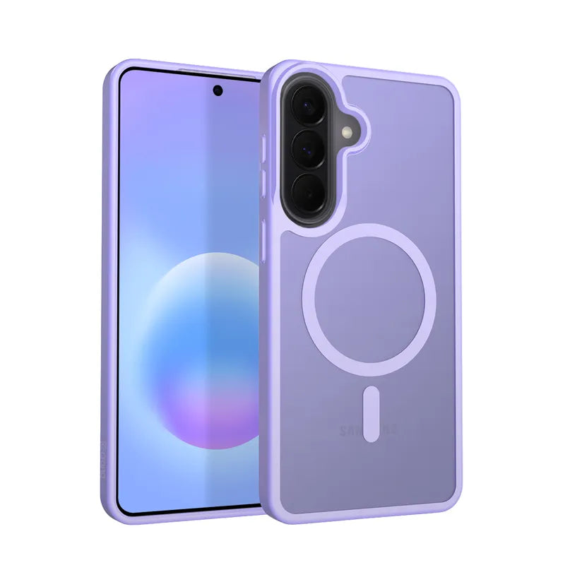 Crong Hybrid Matte Magnetic – MagSafe dėklas, skirtas Samsung Galaxy A57 (levandų spalvos)