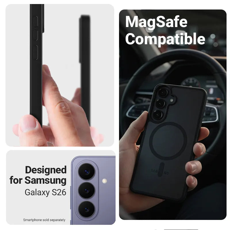 Crong Hybrid Matte Magnetic - MagSafe dėklas, skirtas Samsung Galaxy S26 (levandų)