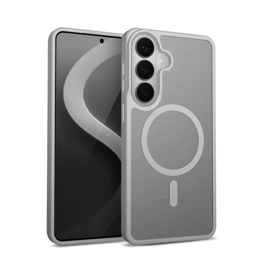 Crong Hybrid Matte Magnetic - MagSafe dėklas, skirtas Samsung Galaxy S26 (pilkas)