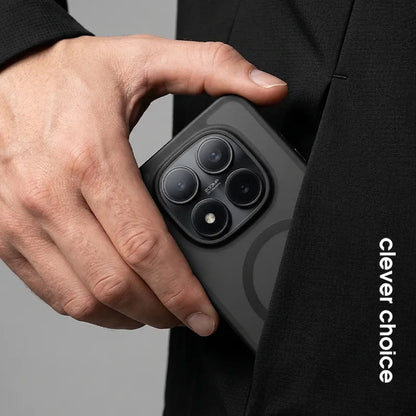 Crong Hybrid Matte Magnetic - MagSafe dėklas, skirtas Xiaomi Redmi Note 15 Pro (juodas)
