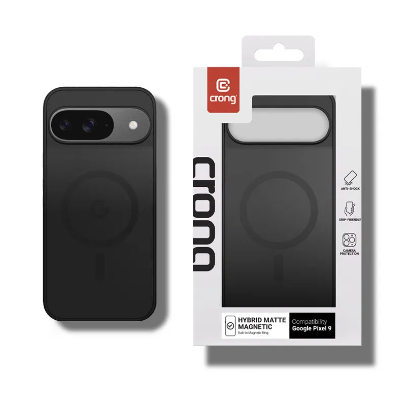 Crong Hybrid Matte Magnetic - MagSafe Google Pixel 9 dėklas (juodas)
