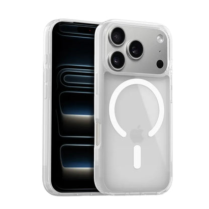 Crong Hybrid Matte Magnetic - MagSafe iPhone 17 Pro dėklas (baltas)