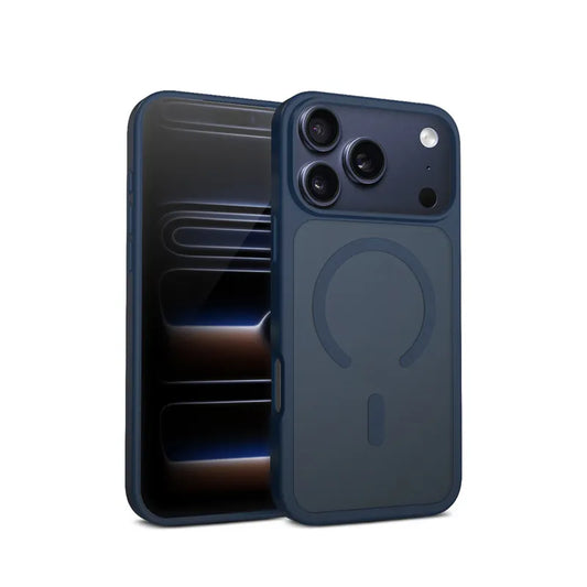 Crong Hybrid Matte Magnetic - „MagSafe“ iPhone 17 Pro dėklas (Laivyno mėlyna)