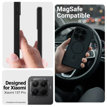 Crong Hybrid Matte Magnetic - Xiaomi 15T Pro MagSafe dėklas (juodas)