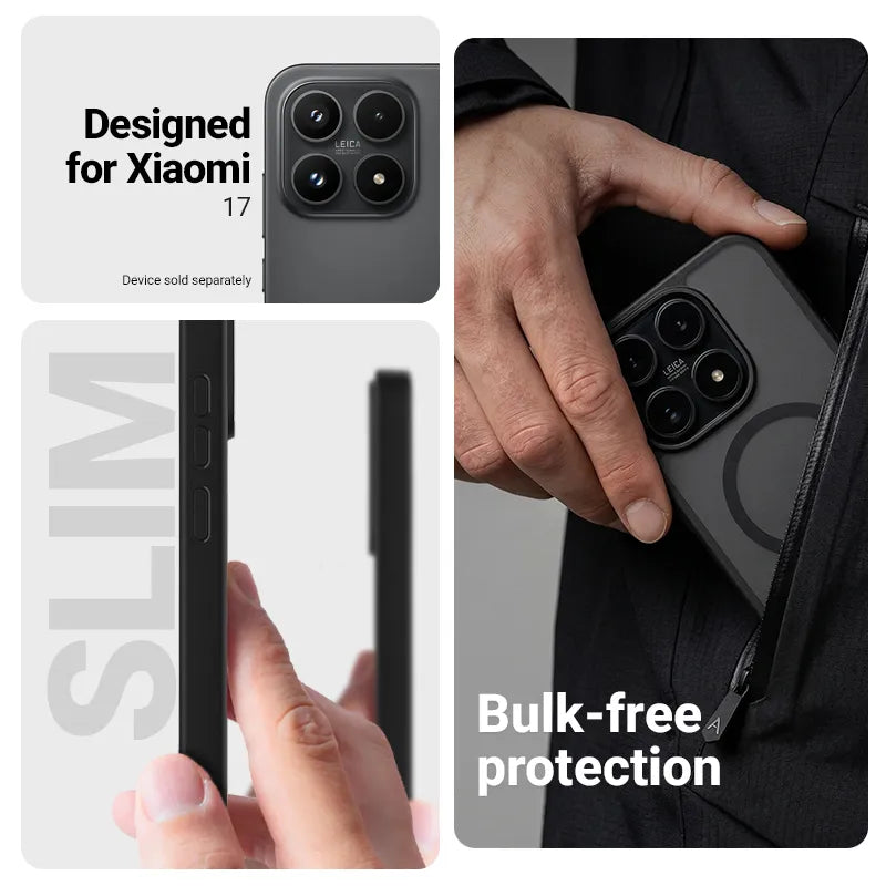 Crong Hybrid Matte Magnetic - Xiaomi 17 MagSafe dėklas (mėlynas)