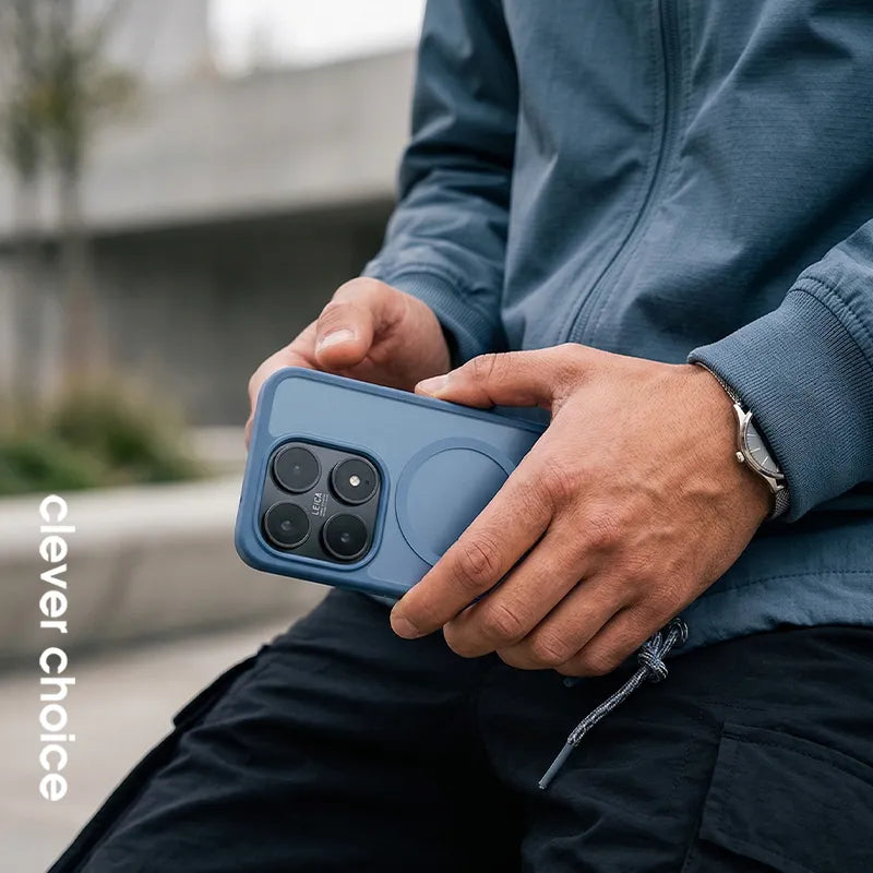 Crong Hybrid Matte Magnetic - Xiaomi 17 MagSafe dėklas (mėlynas)