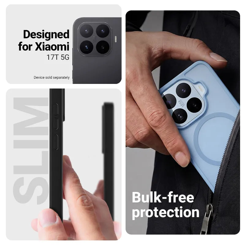 Crong Hybrid Matte Magnetic – Xiaomi 17T MagSafe dėklas (mėlynas)