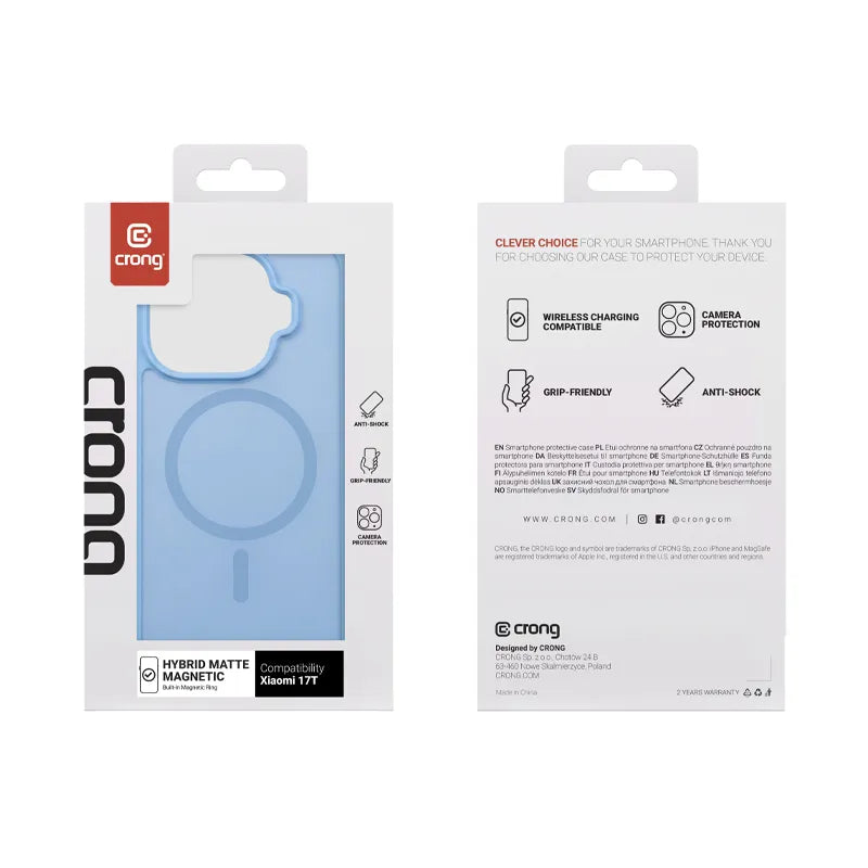 Crong Hybrid Matte Magnetic – Xiaomi 17T MagSafe dėklas (mėlynas)