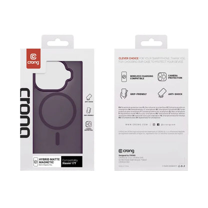 Crong Hybrid Matte Magnetic – Xiaomi 17T MagSafe dėklas (violetinis)