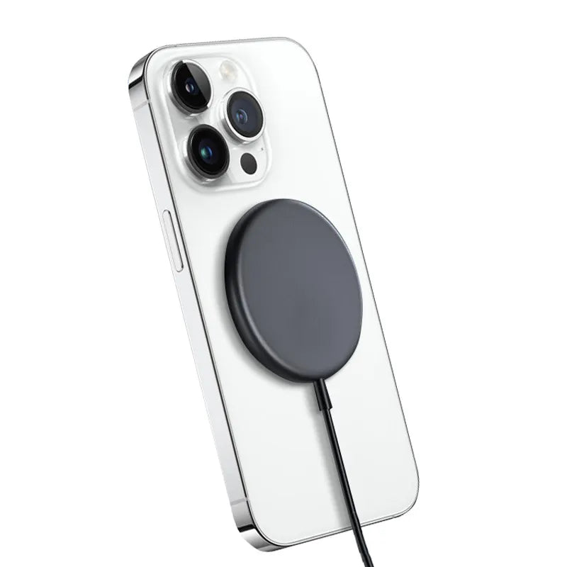 Crong MagSpot Belaidžio Įkroviklio – Aliumininis MagSafe 15W Indukcinis Įkroviklis (Grafito)