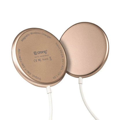 Crong MagSpot Bevielis kroviklis – Aliumininis MagSafe 15W indukcinis kroviklis (Aukso)