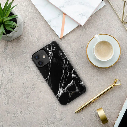 Crong Marble dėklas – iPhone 12 Mini dėklas (juodas)