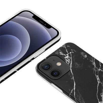 Crong Marble dėklas – iPhone 12 Mini dėklas (juodas)