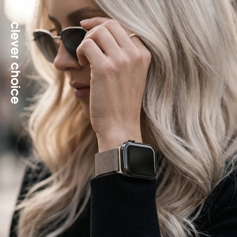 Crong Milano Steel – Nerūdijančio plieno apyrankė Apple Watch 38/40/41/42 mm (šampano)