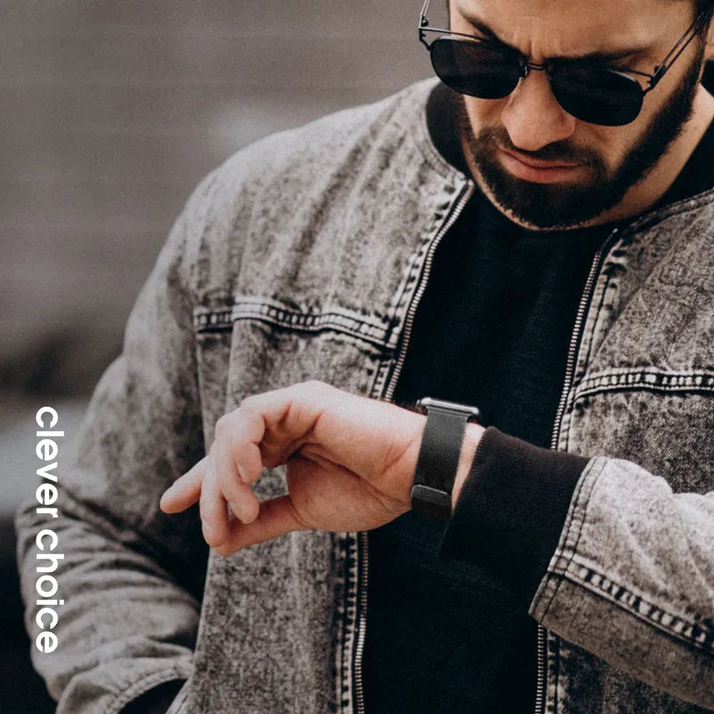 Crong Milano Steel - Nerūdijančio plieno apyrankė, skirta Apple Watch 38/40/41/42 mm (juoda)