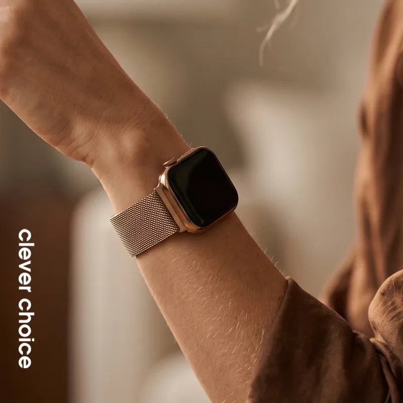 Crong Milano Steel - Nerūdijančio plieno apyrankė, skirta Apple Watch 38/40/41/42 mm (Rožinis auksas)