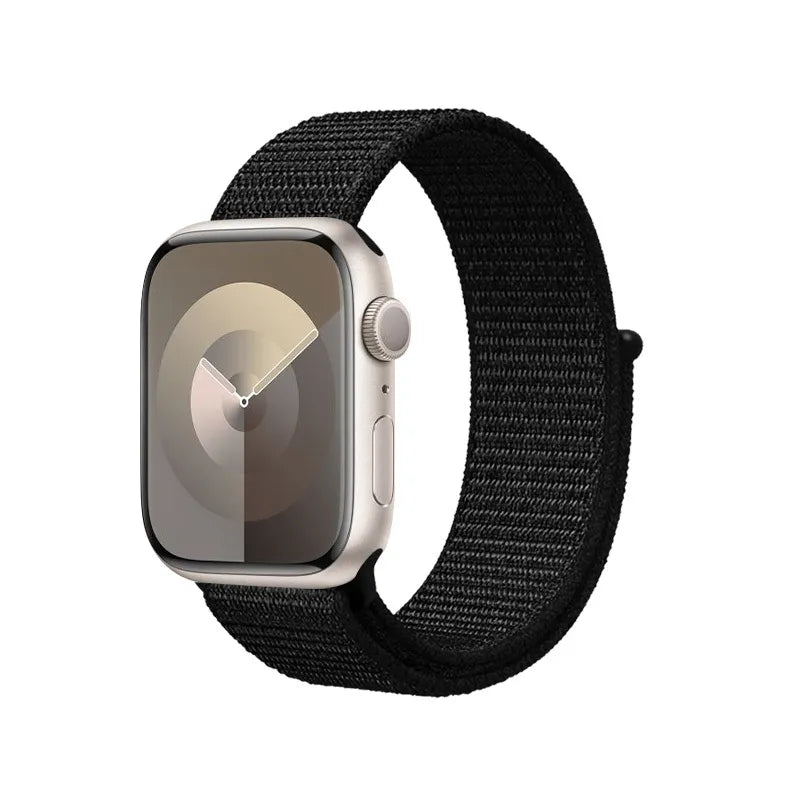 Crong Nailono refleksinė juosta, skirta Apple Watch 38/40/41/42 mm (juoda)