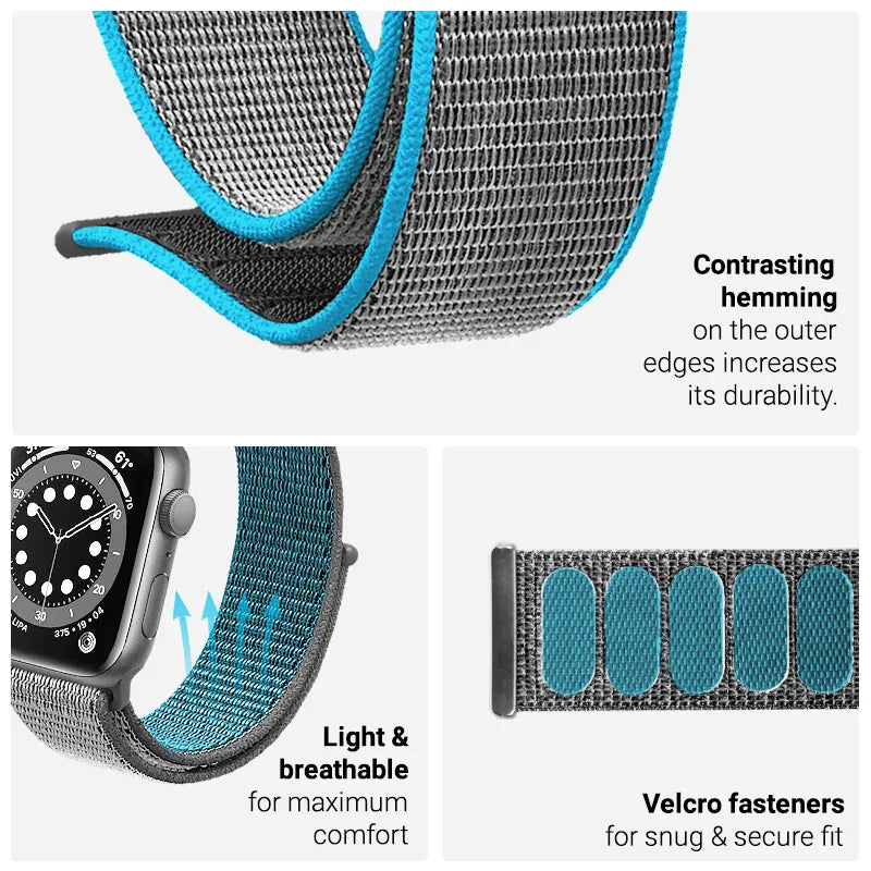 Crong Nailono "Reflex" sportinis dirželis, skirtas Apple Watch 44/45/46/49 mm (juodas)