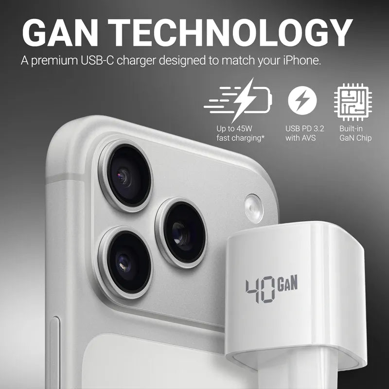 Crong NEO GaN įkroviklis - 40W USB-C PD įkroviklis su AVS (baltas)