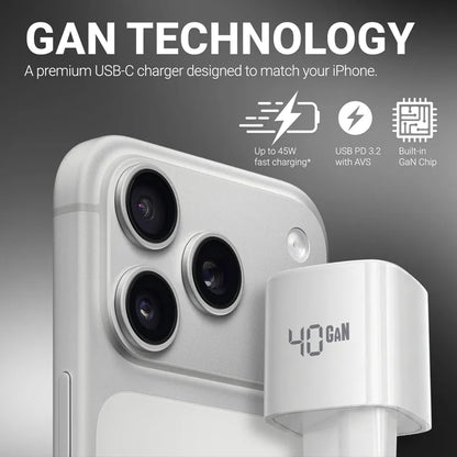 Crong NEO GaN įkroviklis - 40W USB-C PD įkroviklis su AVS (baltas)