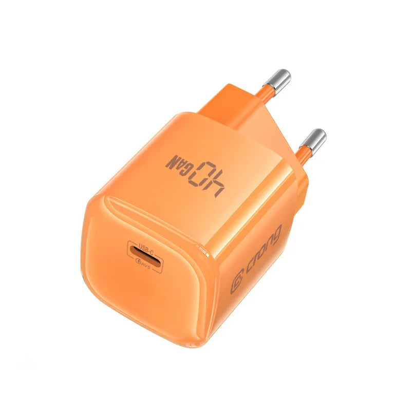 Crong NEO GaN įkroviklis - 40W USB-C PD įkroviklis su AVS (oranžinis)