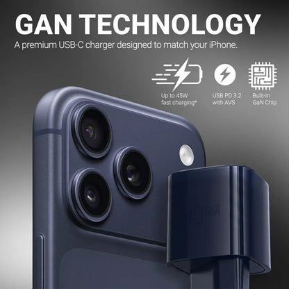 Crong NEO GaN įkroviklis – USB-C 40W PD įkroviklis su AVS (tamsiai mėlynas)
