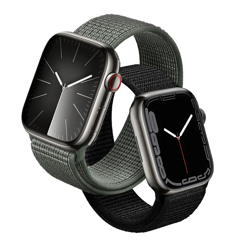 Crong Nylon - Sportinė apyrankė, skirta Apple Watch 38/40/41/42 mm (karinė žalia)
