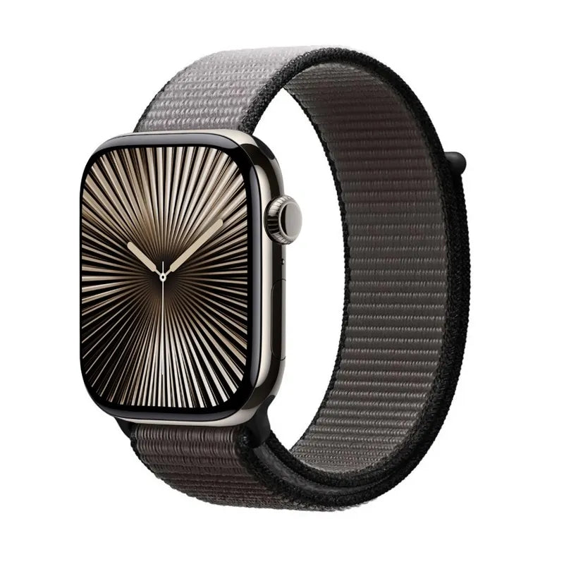 Crong Nylon - sportinė apyrankė, skirta „Apple Watch“ 44/45/46/49 mm (naktinė pilka)