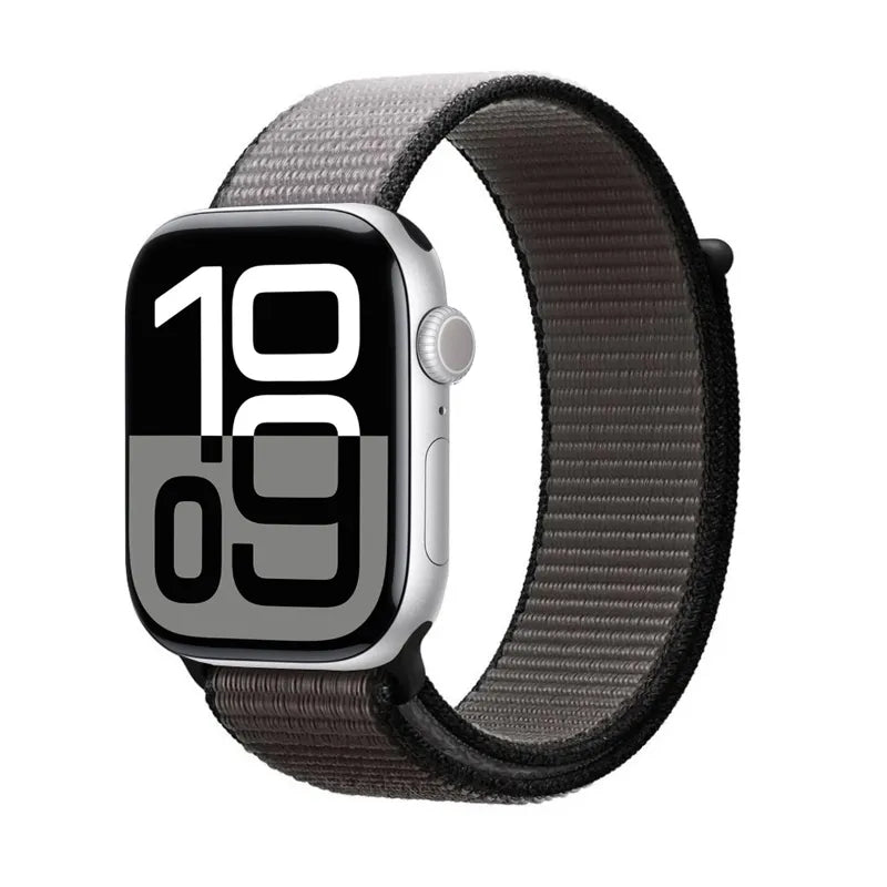 Crong Nylon - sportinė apyrankė, skirta „Apple Watch“ 44/45/46/49 mm (naktinė pilka)