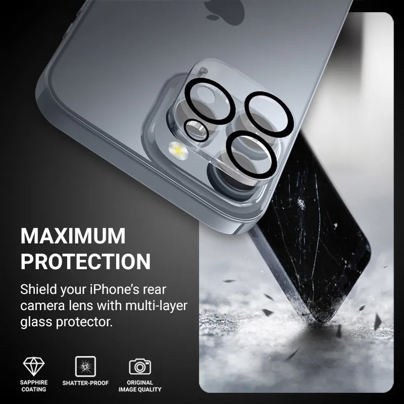 Crong objektyvo apsauga – kameros ir objektyvo stiklas, skirtas iPhone 16 Pro / iPhone 16 Pro Max / iPhone 15 Pro / iPhone 15 Pro Max