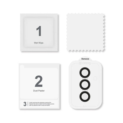 Crong objektyvo žiedas – grūdintas stiklas, skirtas Samsung Galaxy S24 kameros objektyvui (juodas)