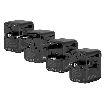 Crong One World kelionių adapteris – universalus GaN kelionių adapteris 45W UK/EU/US/AU (juodas)