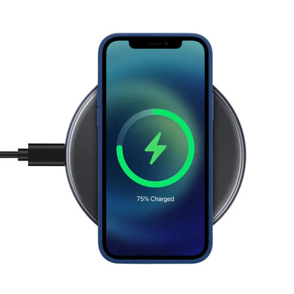 Crong PowerSpot Greitas belaidis įkroviklis – 15 W aliuminio USB-C Qi belaidis įkroviklis su grūdinto stiklo danga (šešėlio juoda)