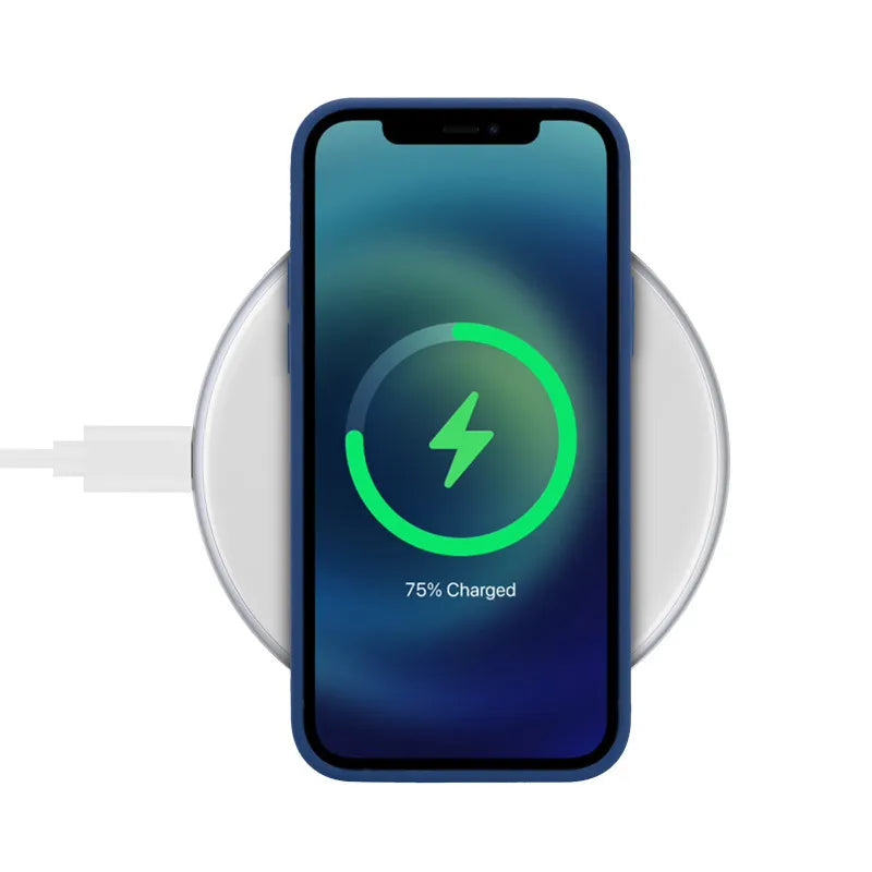 Crong PowerSpot Greitas belaidis įkroviklis – aliumininis 15 W USB-C Qi belaidis įkroviklis su grūdinto stiklo danga (sidabro baltumo)