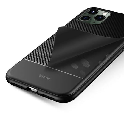 Crong Prestige Carbon dėklas – iPhone 11 Pro dėklas (juodas)