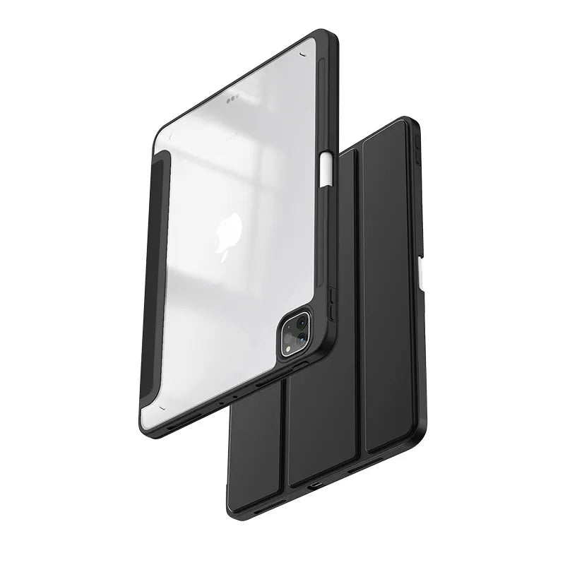 Crong PrimeFolio – dėklas iPad Air 11” (2026–2024) / iPad Air 10.9” (5-osios–4-osios kartos) / iPad Pro 11" (2022–2021) (juodas/skaidrus)