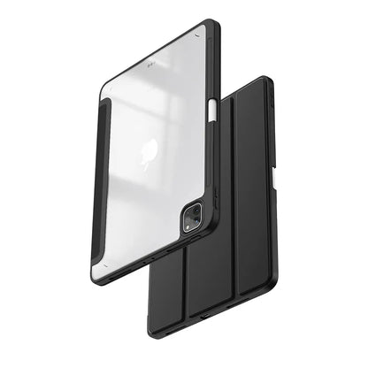 Crong PrimeFolio – dėklas iPad Air 11” (2026–2024) / iPad Air 10.9” (5-osios–4-osios kartos) / iPad Pro 11" (2022–2021) (juodas/skaidrus)