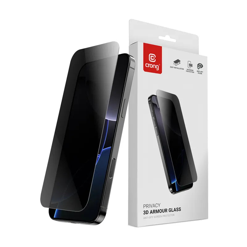 Crong Privacy 3D Armor Glass - Grūdintas privatumo stiklas iPhone 16 / iPhone 15