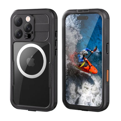 Crong Seal Cover – IP68 atsparus vandeniui dėklas, skirtas iPhone 16 Pro (juodas)